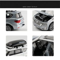 Nissan Patrol Alloy Die cast Y62 Toy Car Model With Travel Rack Sound And Light Pull Back Vehicle Collection Children's Toys