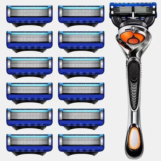 Five Layer Blade Manual Razor Blade, Men's Razor Vintage Beard Blade 5 Blade Razor Holder