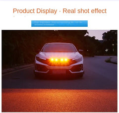 Universal Car Front LED Grill Lights Smoked Amber White 4LED Grill Light Eagle Eye Lamp for Off Road Trunk SUV Ford Toyota