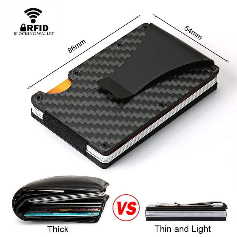 Carbon Fiber Card Holder Mini Aluminium Metal RFID Magic Men's Wallet