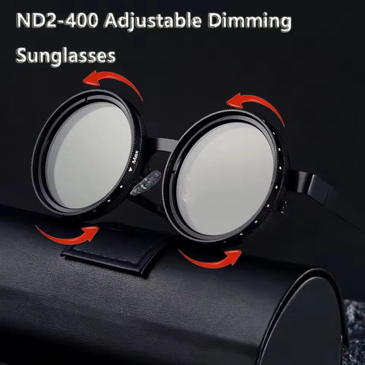 Handmade ND9 adjustable dimming sunglasses Retro Punk round men's outdoor fishing UV400 polarized driving sunglasses for women
