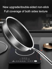 Stainless Steel Frying Pan 316 Stainless Steel Wok Pan Double-sided Honeycomb Skillet Suitable for All Stove