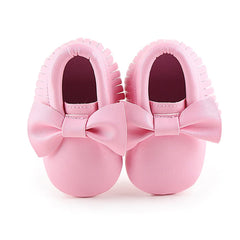 Baby Shoes Newborn Infant Boy Girl First Walker PU Sofe Sole Princess Bowknot Fringe Toddler Baby Crib Shoes Casual Moccasins