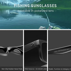 Polarised Sunglasses Men Sports Tridimensional Brand Logo TR90 Square Sun Glasses All Black With Zipper Case KD0721