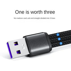 All Phones USB Charge Cable 3 Type-C 3 Micro USB Spliter Cord Fast Charging 5A For Mobile Phone Power Bank Charging Together 1.2m