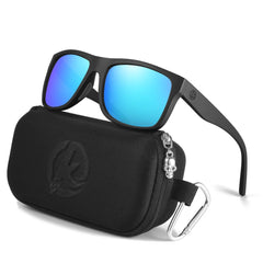 Polarised Sunglasses Men Sports Tridimensional Brand Logo TR90 Square Sun Glasses All Black With Zipper Case KD0721