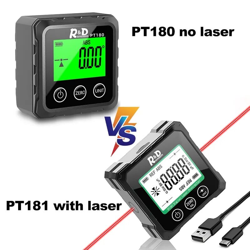 PT180 PT181 Laser Digital Protractor Angle Measure Inclinometer 3 in 1 Laser Level Box Type-C Charging Angle meter for home