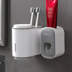 Bathroom Accessories Set Toothbrush Holder Toothpaste Dispenser Wall Mount Toothbrush Cup Storage Rack Toothpaste Squeezer