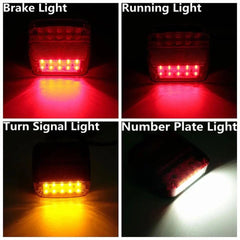 2pcs Wireless Magnetic LED Truck Tail Light Trailer Rear Light Signal Warning Brake Light for Caravans Campers Lorry Caravan RV