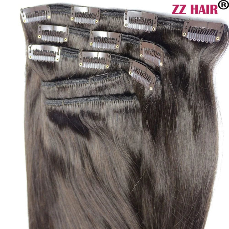 100% Human Hair Extensions 16"-24" Machine Made Remy Hair 7Pcs Set 100g-140g  Full Head Straight Natural