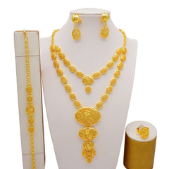 Dubai Jewelry Sets Gold Color Necklace & Earring Set For Women African France Wedding Party Jewelery Ethiopia Bridal Gifts