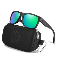 Polarised Sunglasses Men Sports Tridimensional Brand Logo TR90 Square Sun Glasses All Black With Zipper Case KD0721