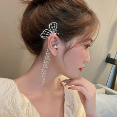 Shining Zircon Butterfly Ear Cuff Earrings for Women Girls Fashion 1pc Non Piercing Ear Clip Ear-hook Party Wedding Jewelry Gift