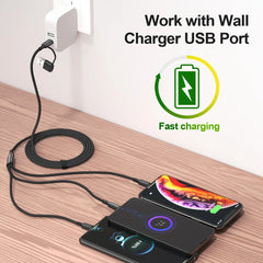 All Phones Fast Charging Cord For iPhone Huawei Micro USB Type C Charger Cable 1.2m Multi Usb Port Multiple Usb Charging Cord