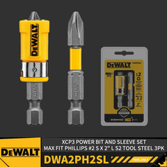 DEWALT Power Bit and Sleeve Set Max Fit Phillips #2 S X 2" L S2 Tool Steel 3PK Drill Driver Tool Accessories