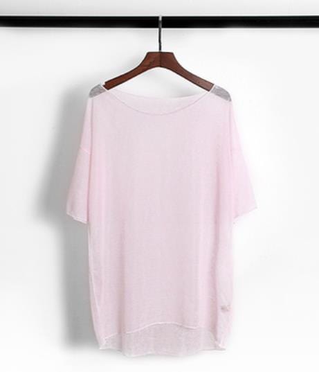 New Fashion Linen Cotton Loose Knitted Sweater Long Sleeve Blouses Casual O-neck Women Tops Transparent Blouse Shirt XZ191