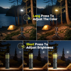 LED Outdoor Camping Lantern, UBS Rechargeable, Adjustable Color Temperature Outdoor Portable Lantern, IP65 Waterproof,