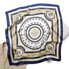 Female Silk Neck Scarf Letter D Print Square Hair Scarves Foulard Head Band Shawls And Wraps Neckerchief Bandana 70*70cm