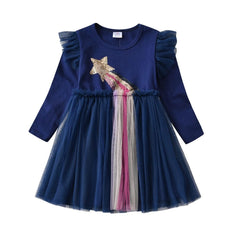 Kids Autumn Winter Dresses for Girls Star Sequins Princess Dress Girl Long Sleeve Party Vestidos Girls Dress Children Clothing