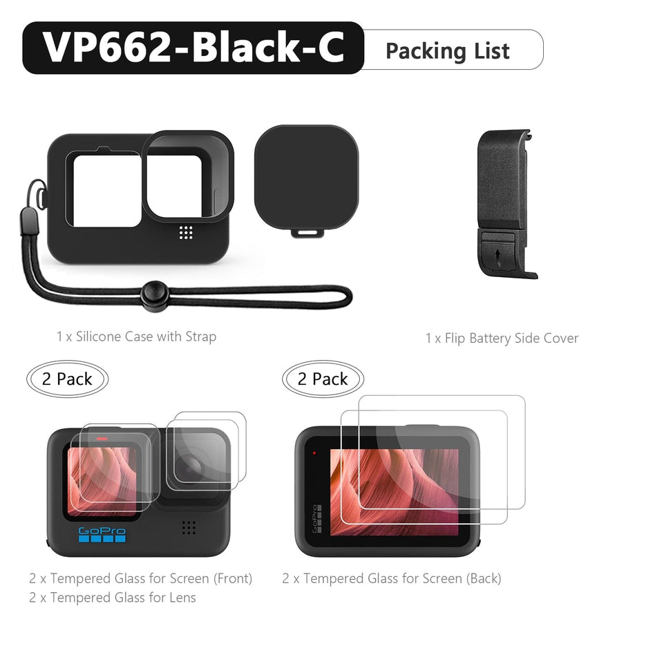 for Gopro Hero 11 10 Black Soft Silicone Case for Go pro Hero 10 9 Silicone Protective Full Cover Shell Camera Accessorie VP662