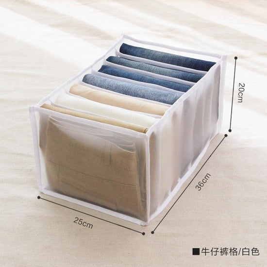 Jeans Compartment Storage Box Closet Clothes Drawer Mesh Separation Box Stacking Pants Drawer Divider Can Washed Home Organizer - Wowza