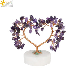 7 Chakras Natural Crystal Money Tree with Agate Slices Love Heart Lucky Tree for Life Fengshui Home Decor Wealth and Luck G831