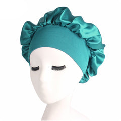 Newly Women's Satin Solid Sleeping Hat Night  Hair Care Bonnet Nightcap For Women Men Unisex Cap