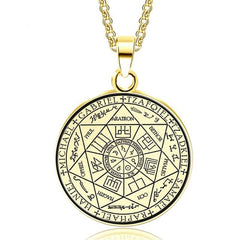 Pentagram Necklace Seven Archangel Amulet Protection Pentacle Pendant Necklaces for Women Men Trend Stainless Steel Jewelry Gift