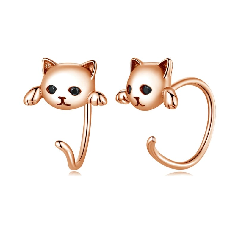 BAMOER Genuine 925 Sterling Silver Minimalist Cute Tail Stud Earrings for Women Animal Fashion Jewelry Orecchini 4 Colors SCE965