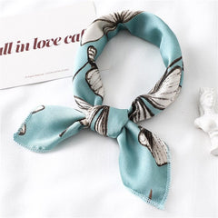 2022 New Women Silk Scarf Square Foulard Lady's Neck Hair Scarves Design Printed Head Kerchief Fashion Girl  Scarfs