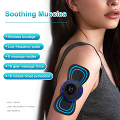 LCD Display EMS Neck Massage Electric Massager Cervical Neck Back Patch 8 Mode Pulse Muscle Stimulator Portable Relief Pain