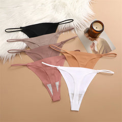 3PCS Seamless Thong Women Thin Strap Low Waist High Flexibility Panties Sexy Underwear Ladies Briefs T-back Comfortable Women