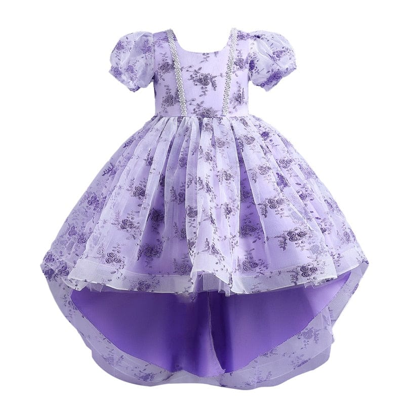 Kids Girl Cake Tutu Flower Dress Children Party Wedding Formal Dress for Girl Princess First Communion Costume