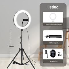 10" 26cm LED Selfie Ring Light Photography Video Light RingLight Phone Stand Tripod Fill Light Dimmable Lamp Trepied Streaming