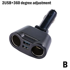 Car Cigarette Lighter 12V-24V Socket Splitter Blue Atmosphere Light PD QC3.0 2 USB Charger C Ports For Mobile Phone DVR Chargers