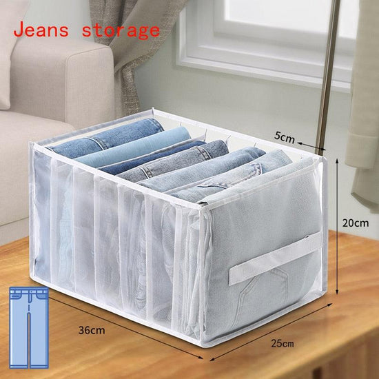 Jeans Compartment Storage Box Closet Clothes Drawer Mesh Separation Box Stacking Pants Drawer Divider Can Washed Home Organizer - Wowza