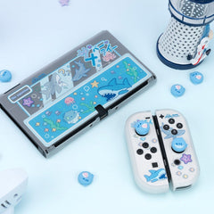 GeekShare Shark Party Hard Shell Transparent Split Joy-con Protective Cover Case For Nintendo Switch OLED Lite Shell