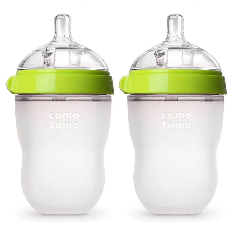 Silicone Baby Bottle Green/Pink 5 oz and 8 oz Baby Bottles 2 Pack BPA free Feeding bottle children kids