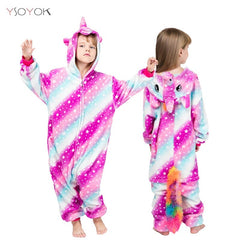 Kigurumi Children Winter Sleepwear Kids Unicorn Panda Pajama sets Baby Girls Boys Panda Licorne Onesies for 4 6 8 10 12 Years