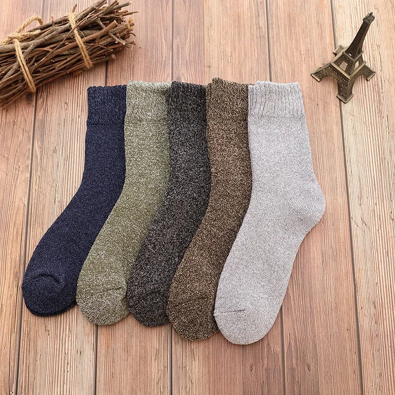 5 Pairs Winter Warm Men’s Socks Wool Male Women Socks Super Thicker Solid Socks Merino Wool Socks Against Cold Snow Terry Socks