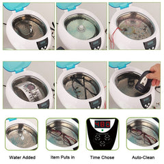 750ML Home Ultrasonic Cleaner Proffesional Jewelry Cleaners 5 Timers Glasses Watches Denture Keys Razor Brush Cleaning Machine