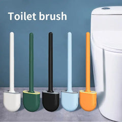 Toilet Brush with Holder Long Handled Silicone Toilet Brush Soft Bristles WC Cleaning Brush Bathroom Accessories