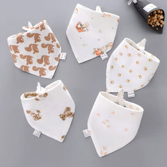 5Pcs/Set Baby Bibs Triangle Double Cotton Bandana Bibs Baby Boys Girls Babador Feeding Smock Infant Burp Cloth Baby Saliva Towel