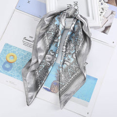 Haimeikang 60*60cm Square Silk Scarf Women Headband Fashion Print Neck Scarfs Office Hair Band Hand Kerchief Female Bandana