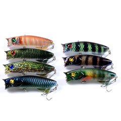 1pc Floathing Lure Topwater 3D Printed Popper Fishing Lure 7.8cm 11.5g Hard Bait Plastic Fishing Tackle Crankbait 7 Colors