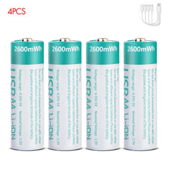 Kuugro AA 1.5 V 2600 mWh USB‑C Rechargeable Lithium Battery – Long‑Lasting Power