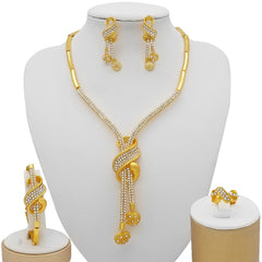 Dubai Jewelry Sets Gold Color Necklace & Earring Set For Women African France Wedding Party Jewelery Ethiopia Bridal Gifts