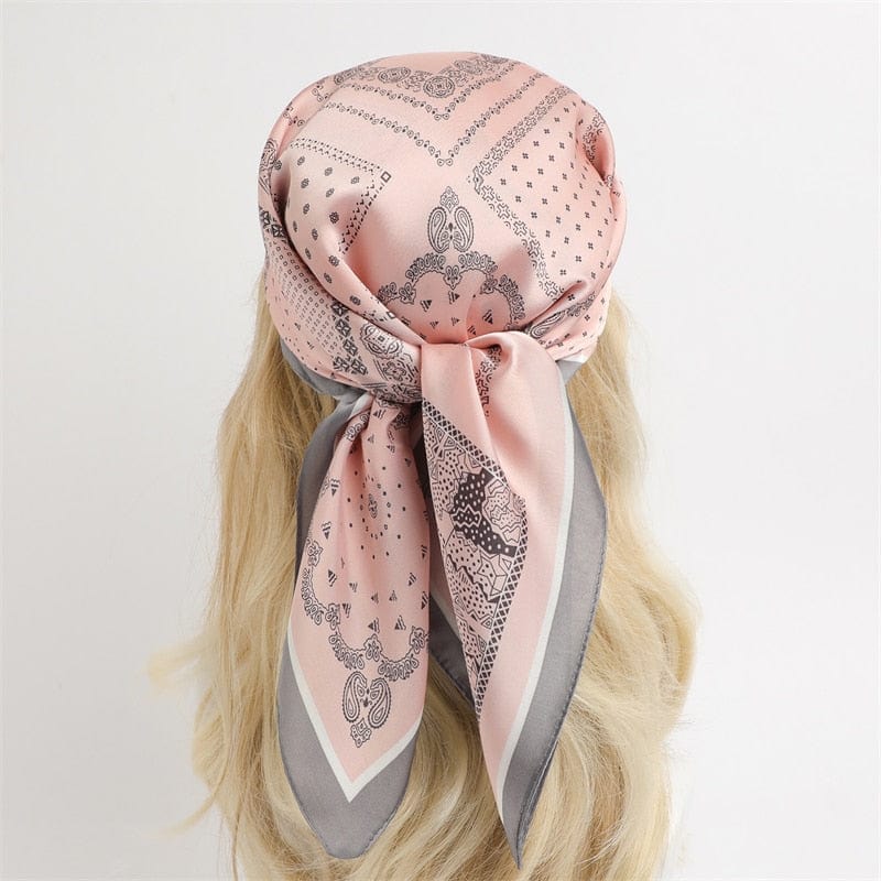 Female Silk Neck Scarf Letter D Print Square Hair Scarves Foulard Head Band Shawls And Wraps Neckerchief Bandana 70*70cm