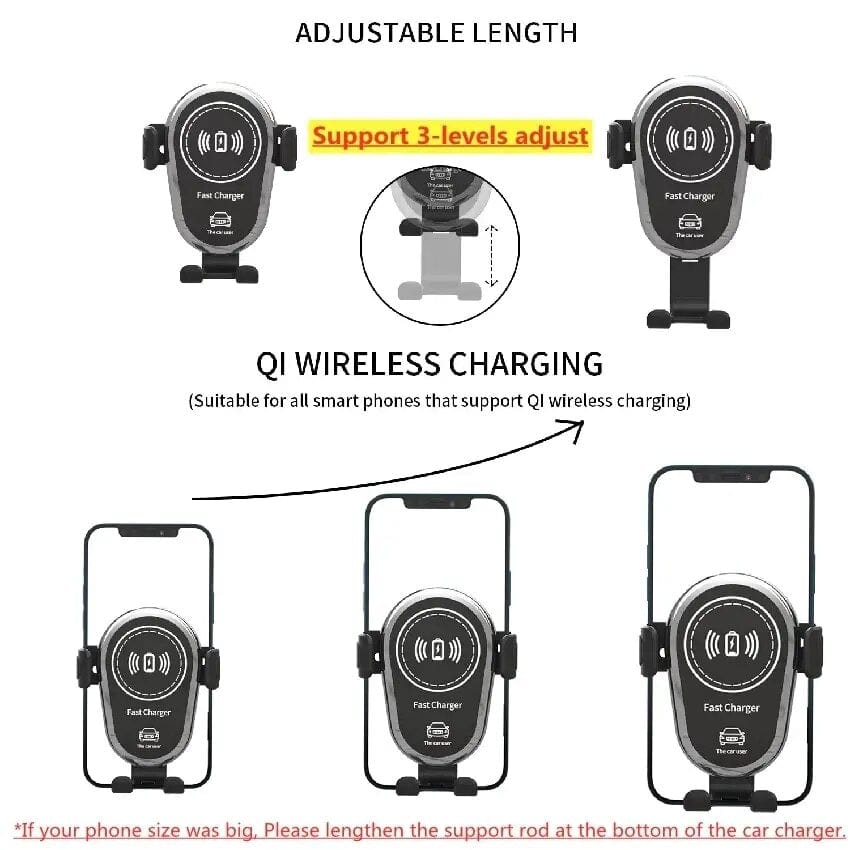 15W Wireless Car Charger Phone Holder Mount Air Vent Mobile  Stand Fast Charging Station For iPhone 14 13 12 11 X Xiaomi Samsung