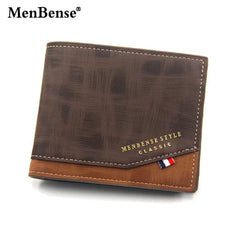 Men's Wallet Short Cross Section Youth Tri-fold Wallet Stitching Business Multi-card Zipper Coin Purse Wallet Passport Cover